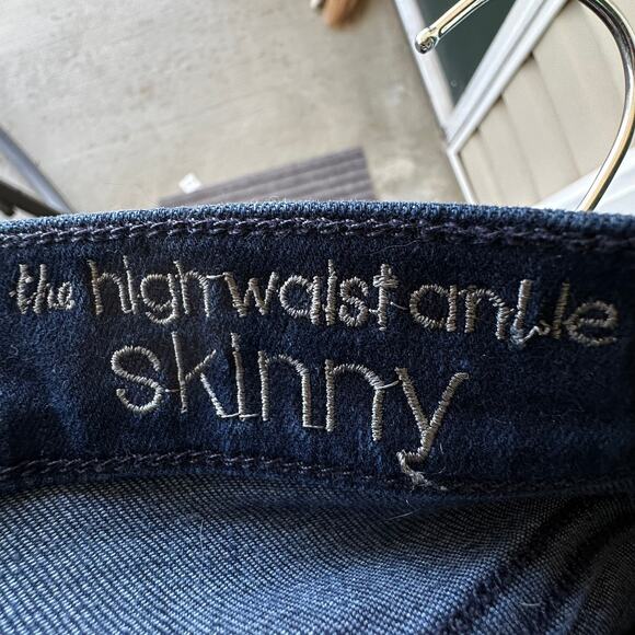 7 For All Mankind Jeans 30 High Waist Ankle Skinny Dark Wash Raw Hem Stretch - Picture 7 of 10